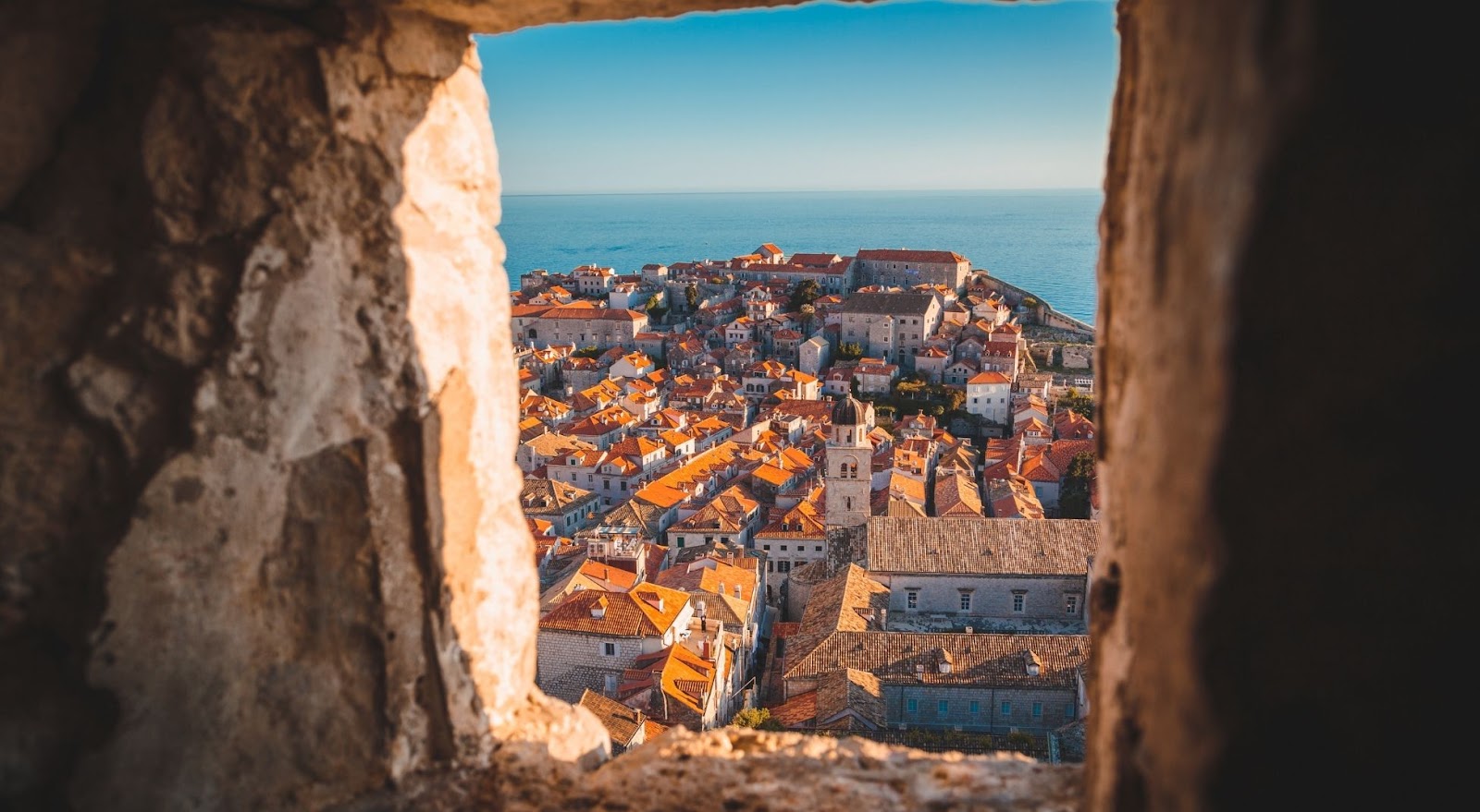 View through window of Dubrovnik's historic Old Town