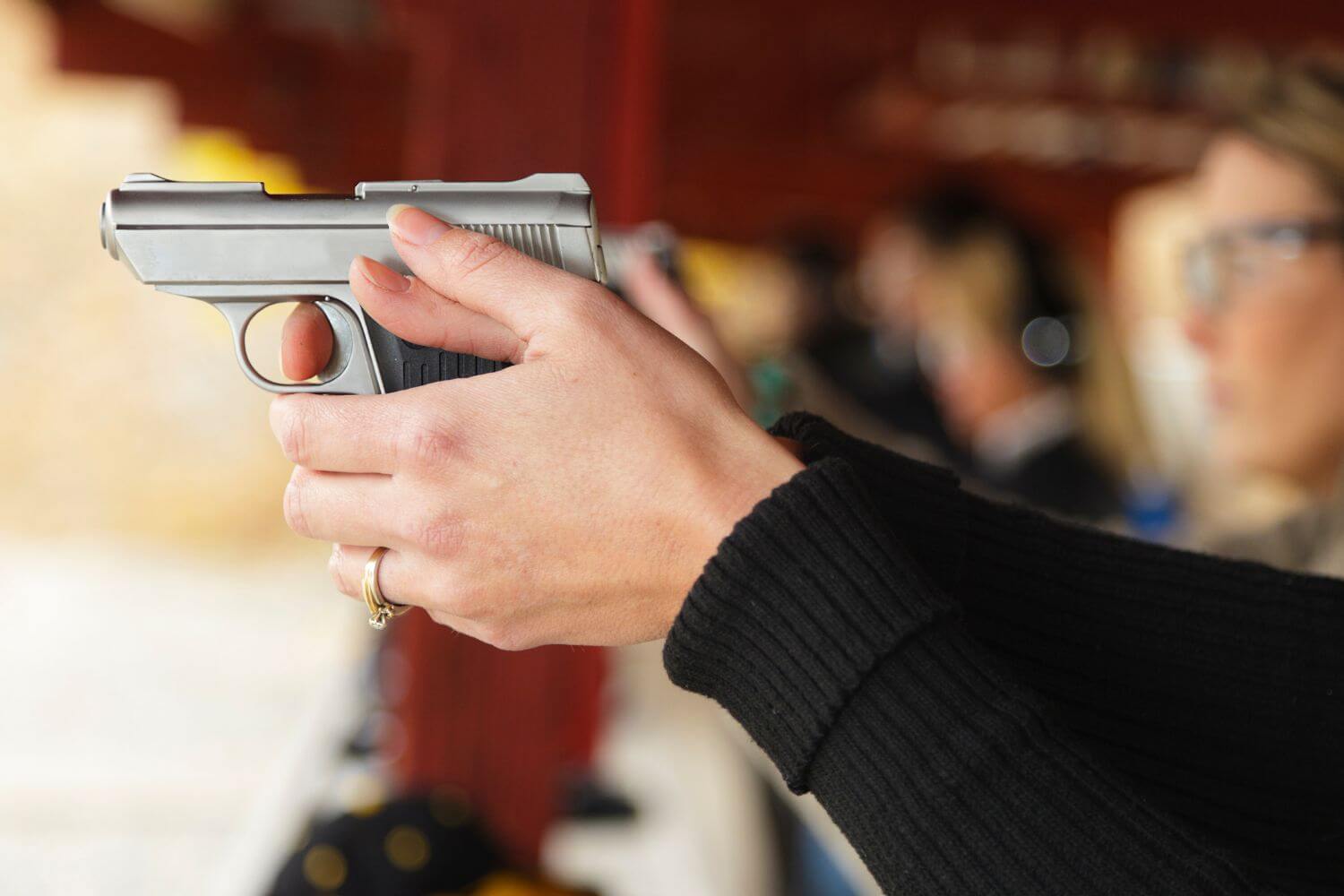 Trigger pull practice at the shooting range