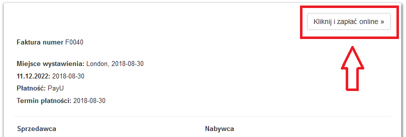 Fakturownia - Baza wiedzy - Przycisk "Kliknij i zapłać online" na fakturze