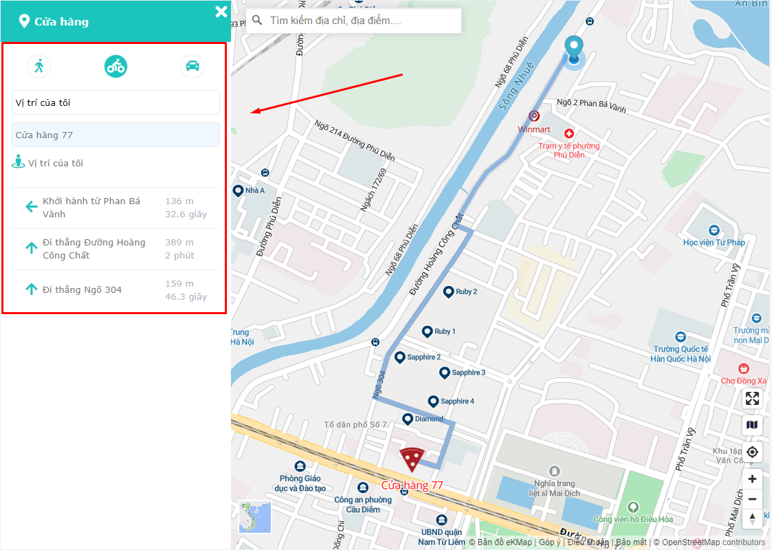Mỗi một phương tiện sẽ có lộ trình di chuyển khác nhau cho phù hợp với tuyến đường