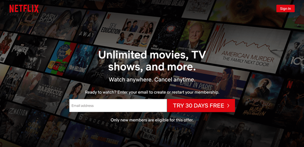 Netflix landing page