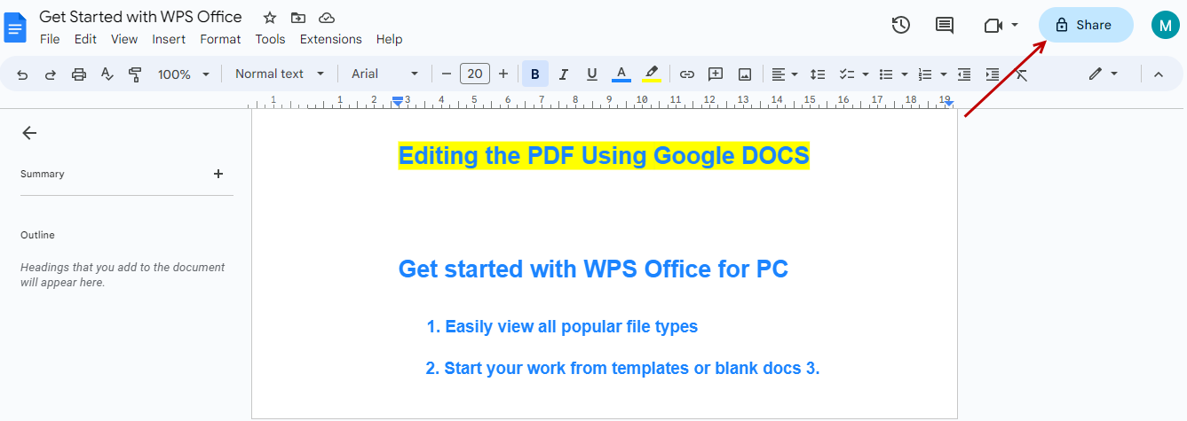 i-edit ang pdf sa Google Docs