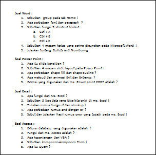 Contoh Soal Ms Word Essay