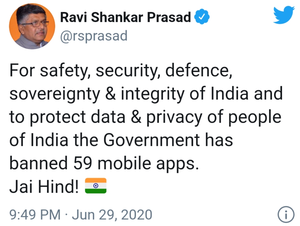 Ravi Shankar Prasad Tweets