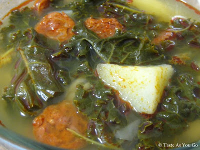 Portuguese Chouriço, Kale and Potato Soup - Photo by Taste As You Go