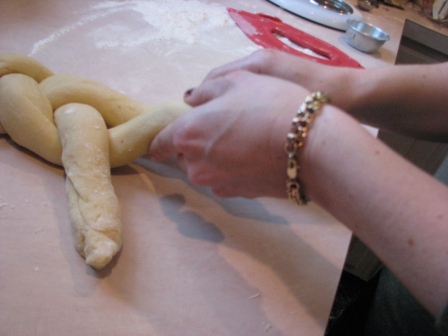 Braiding the Challah Dough - Photo Courtesy of Hillary Kwiatek