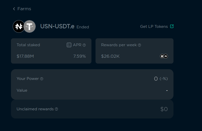 USN-USDT TVL trên Ref Finance tới 18/1/2023