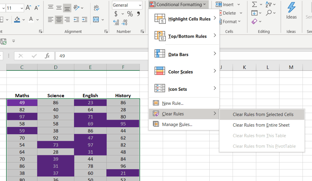 You can clear all conditional formatting Rules by hitting Clear Rules
