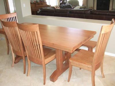 60 x 42 Trestle Table and Lancaster Chairs in Vintage Cherry