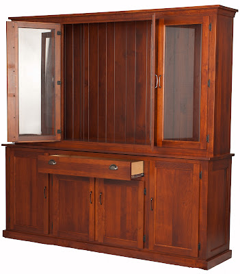 Mission China Cabinet in Traditional Cherry, Custom Hardware