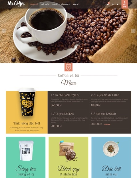 Mẫu thiết kế website nhà hàng Coffee and You