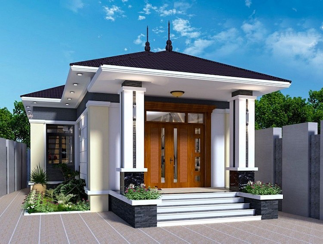 Mẫu nhà cấp 4 mái nhật có gam màu trắng làm chủ đạo