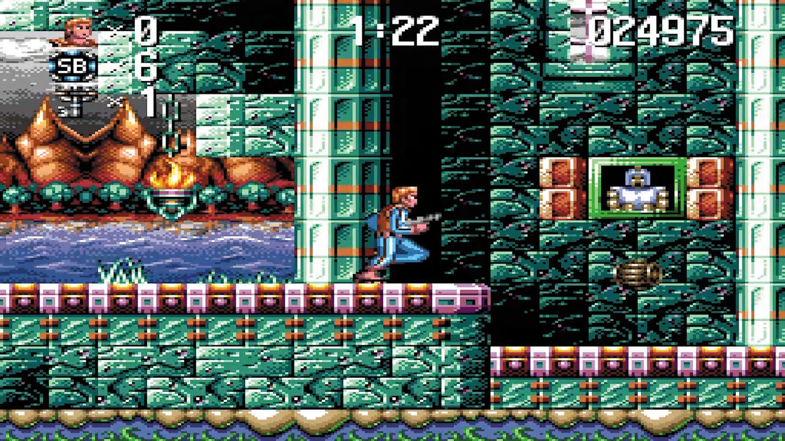 Screenshot showing Jim dashing into a castle.