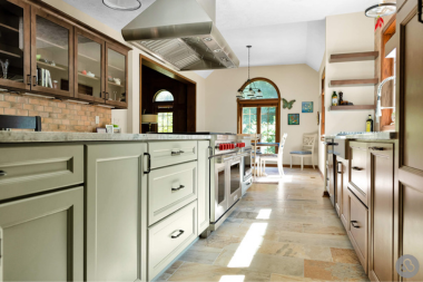 luxury vinyl tile flooring in kitchen remodel in michigan custom built