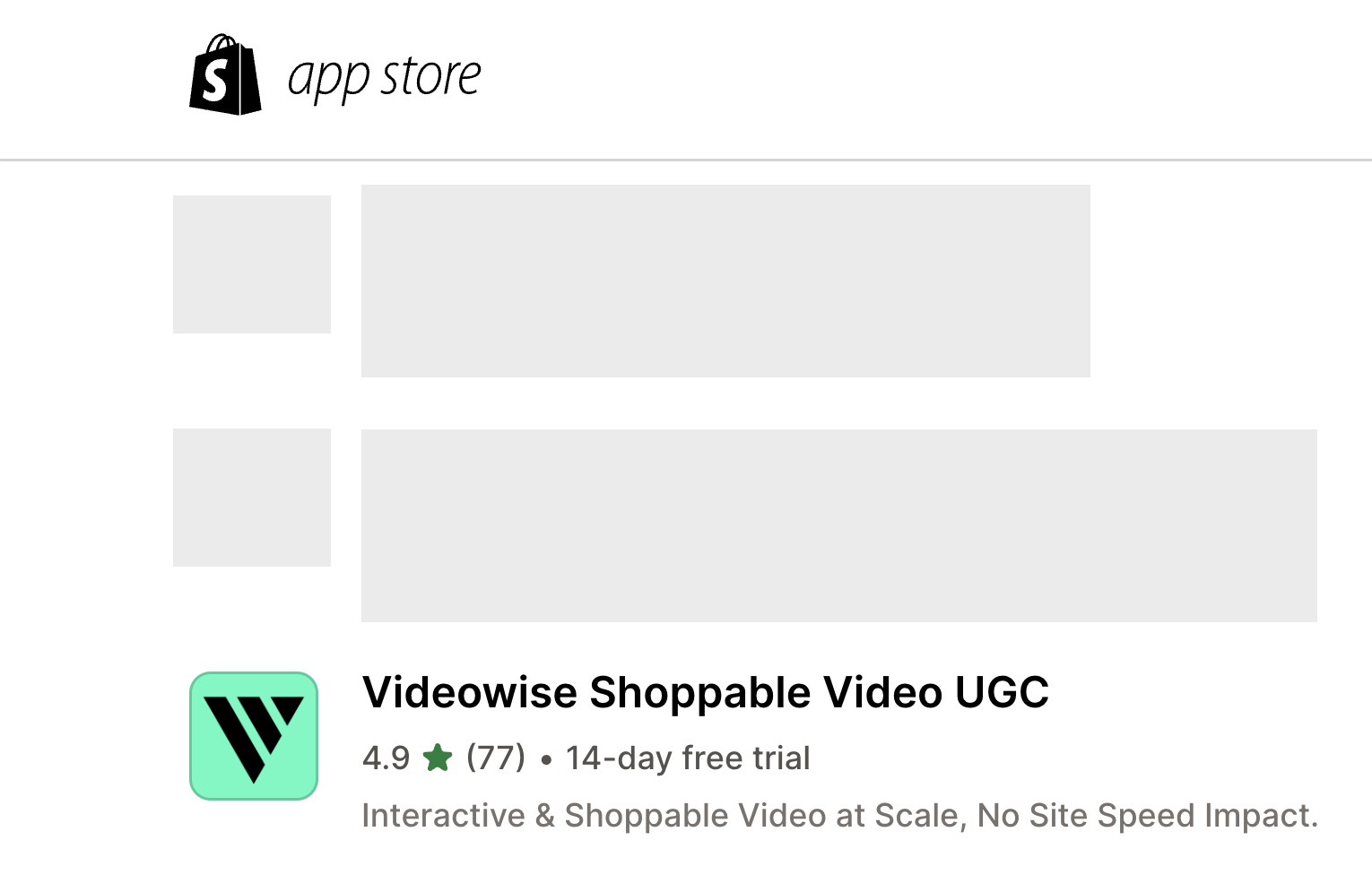 Videowise in Shopify app store