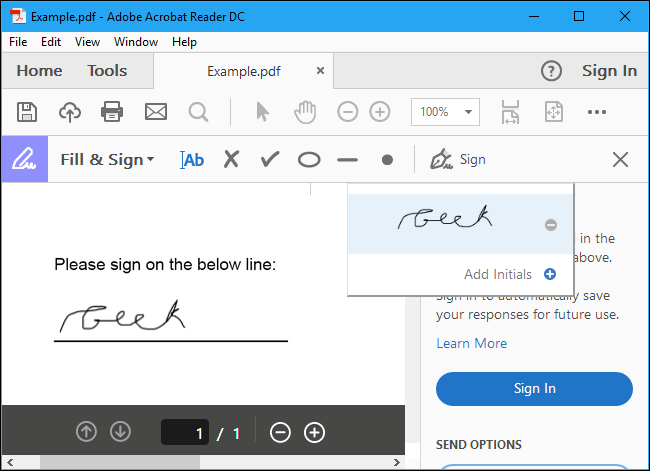 Save your signed PDF by clicking File > Save and choosing a location for the document