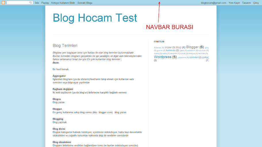 Blogger navbar Blogger navbar