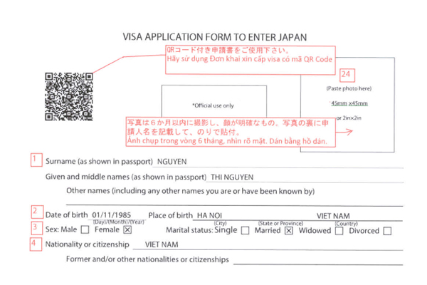 cách khai form xin visa nhật - thông tin cá nhân