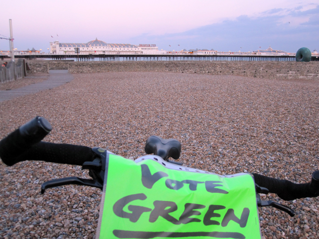 Vote Green Bike Brighton Pier