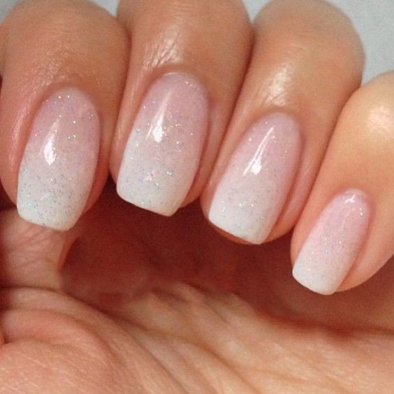 French Manicure with Glitter Ombre