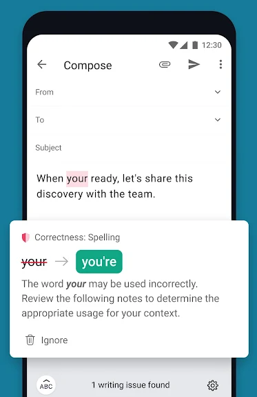 grammarly review mobile application