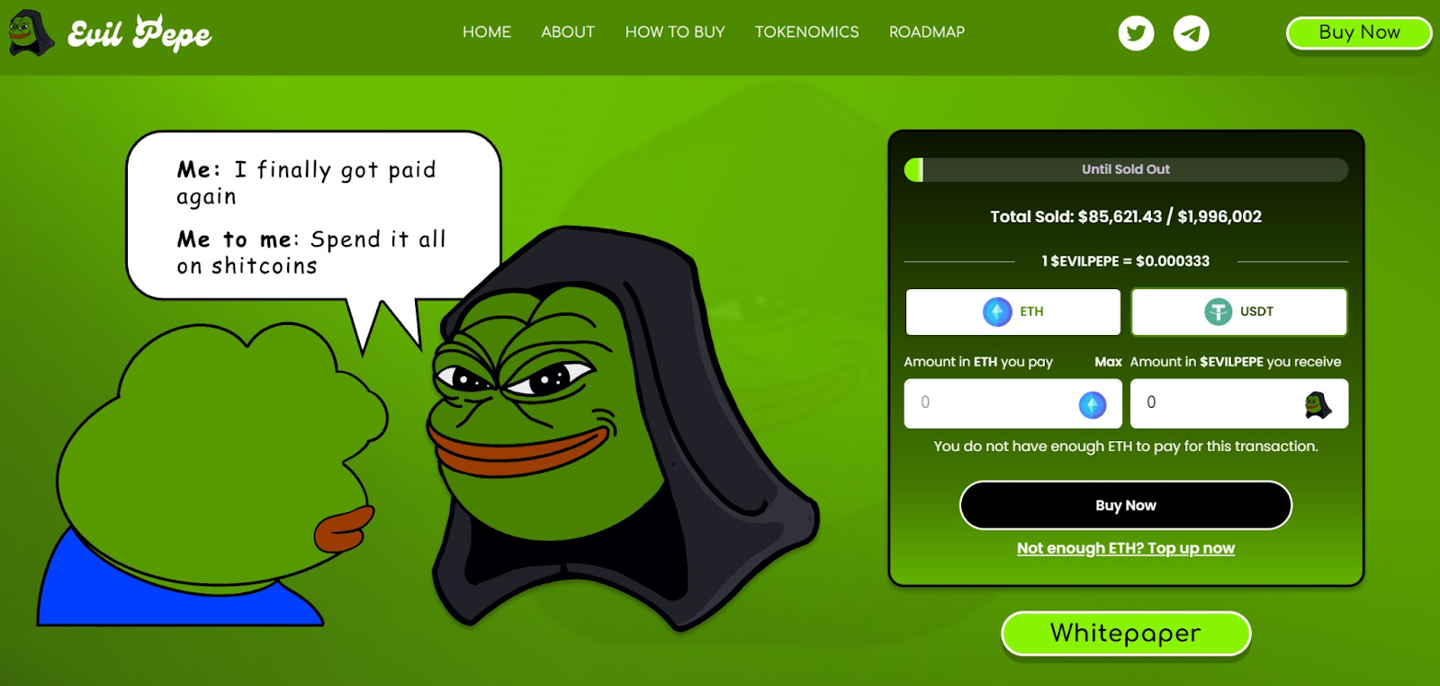 Evil Pepe Coin presale. 