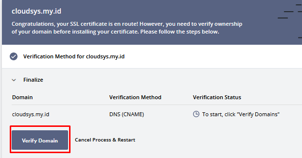 melakukan verifikasi DNS ZeroSSL