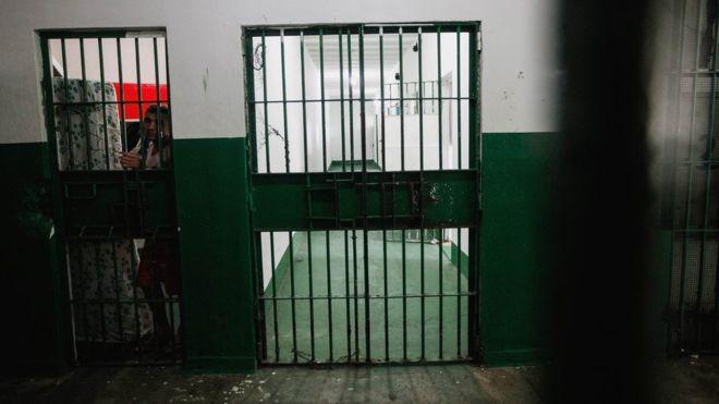 n inmate stands in the Anisio Jobim penitentiary complex on Febru