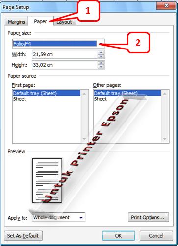 Epson Page Setup