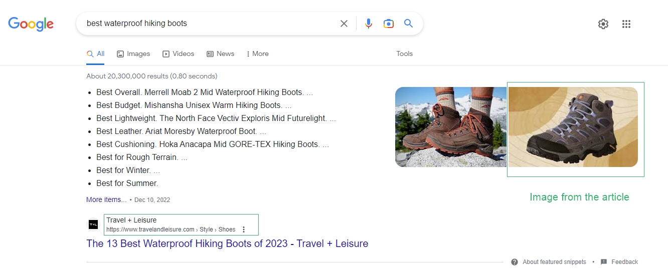 double featured snippet example