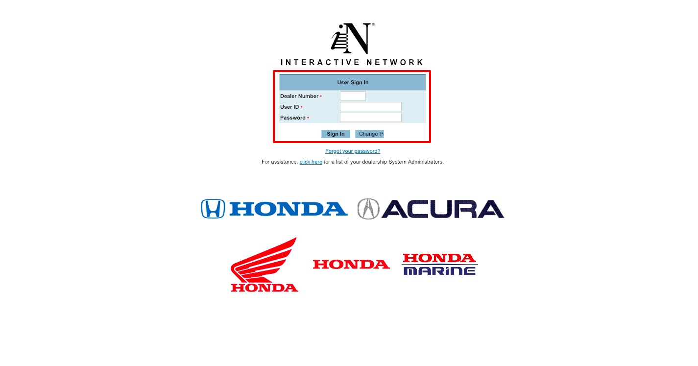 Honda Interactive Network Sign In