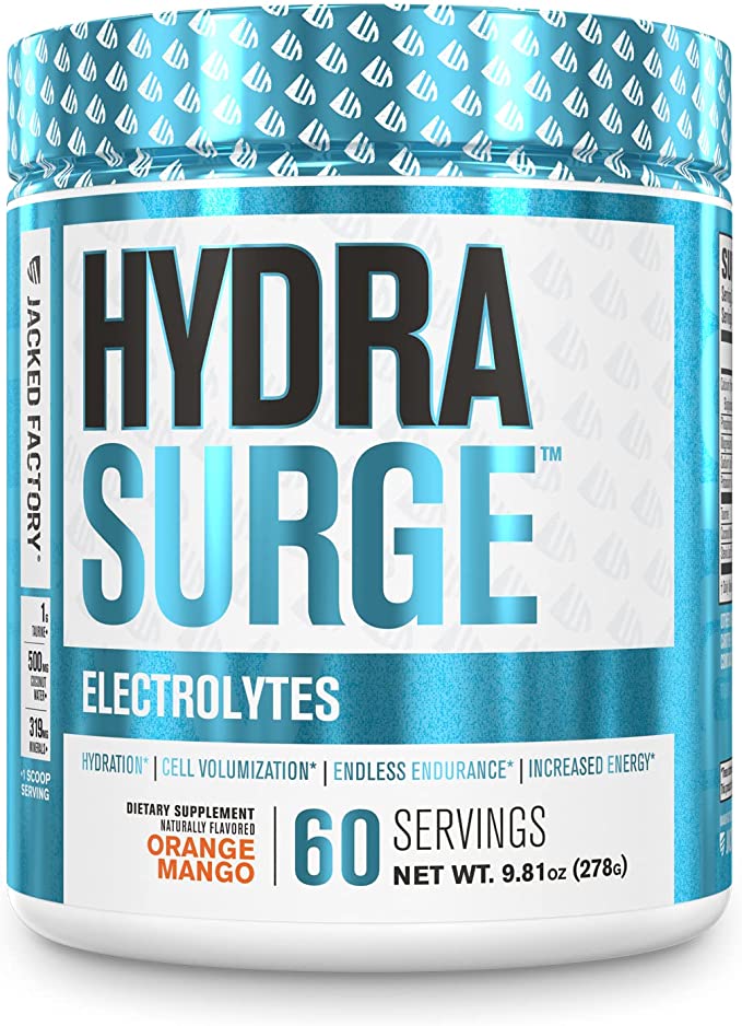 HYDRASURGE Electrolyte Powder - Hydration Supplement with Key Minerals, Himalayan Sea Salt, Coconut Water, & More - Keto Friendly, Sugar Free & Naturally Sweetened - 60 Servings, Orange Mango