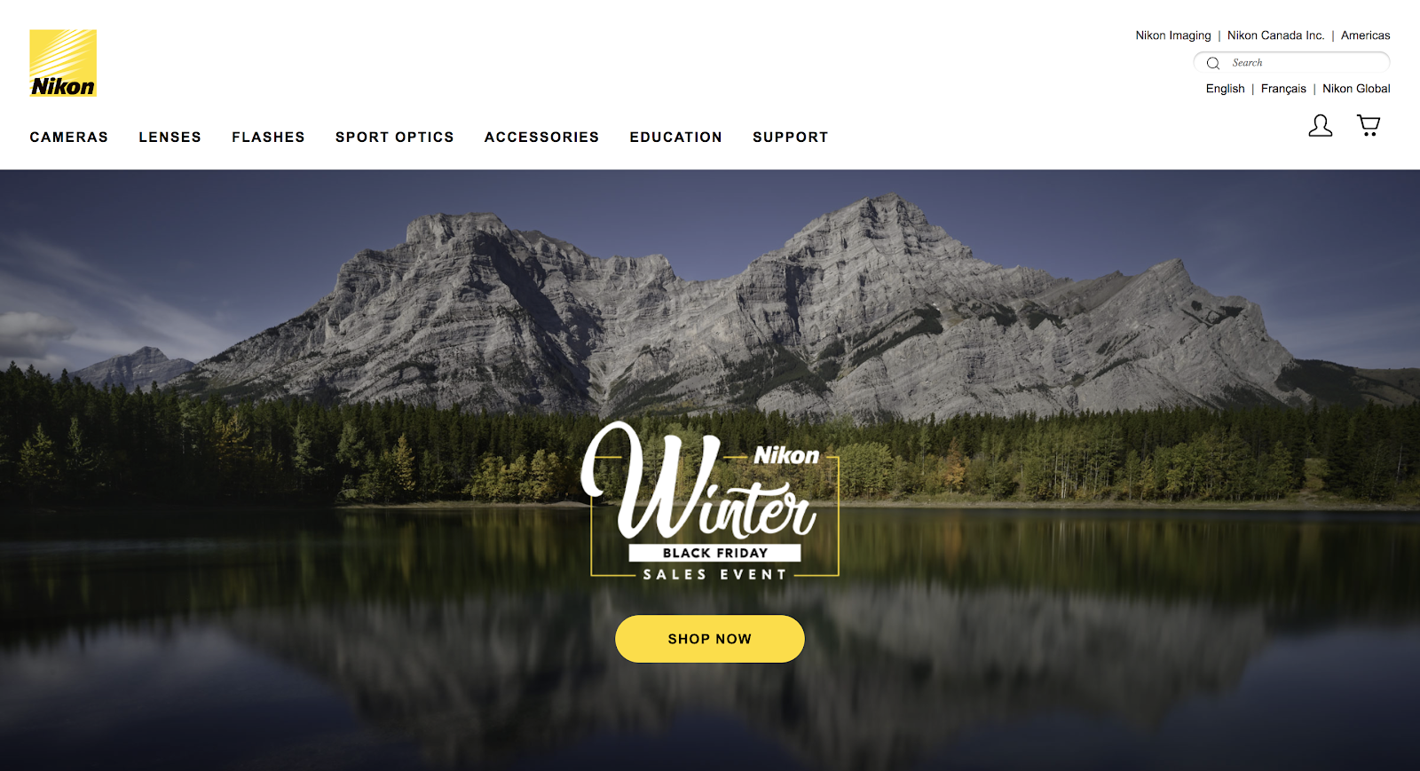 Multilingual Website Example: Nikon Canada Homepage 