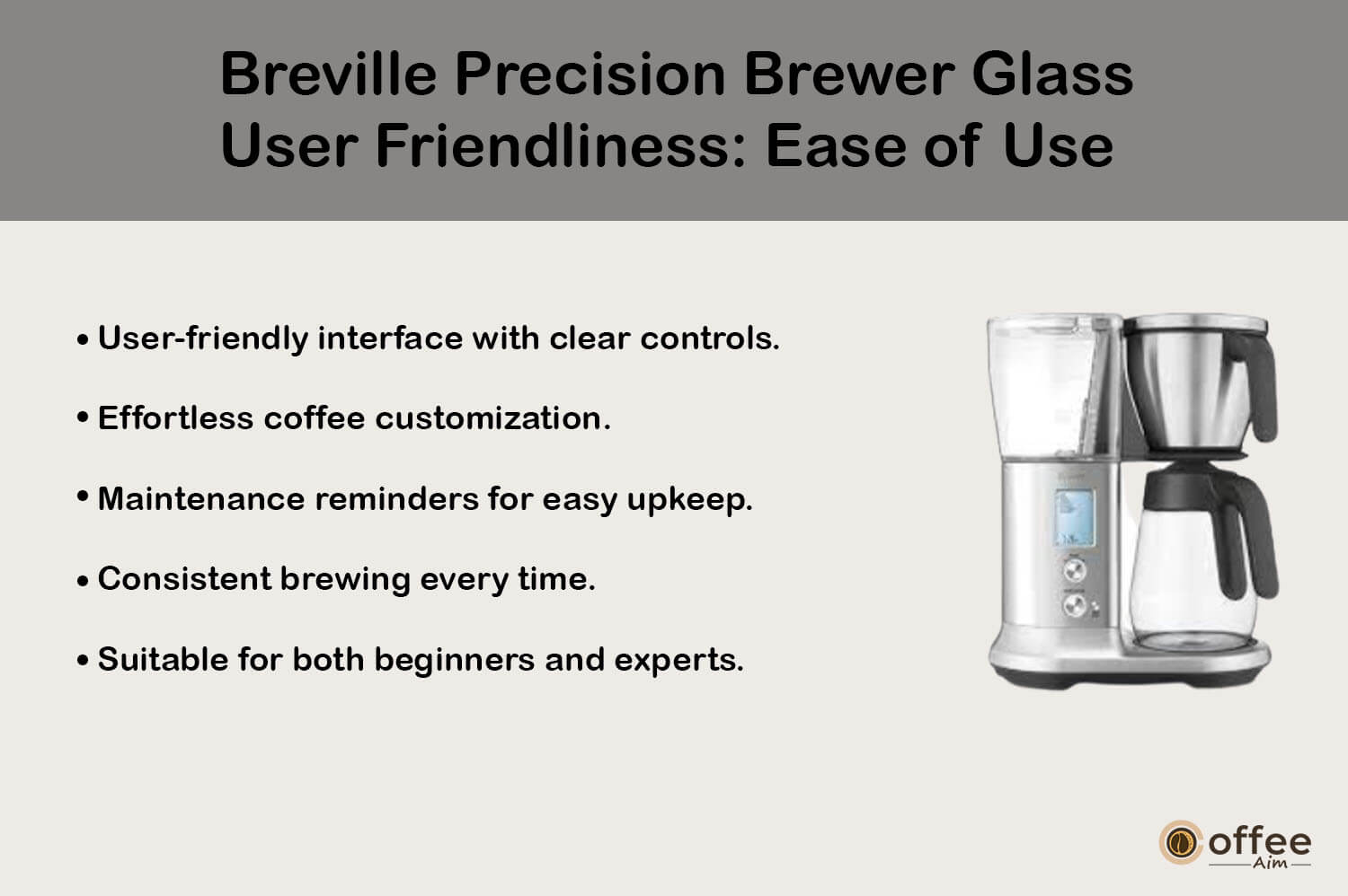 This image illustrates the user-friendliness and ease of use of the Breville Precision Brewer Glass for our 'Breville Precision Brewer Glass Review' article.