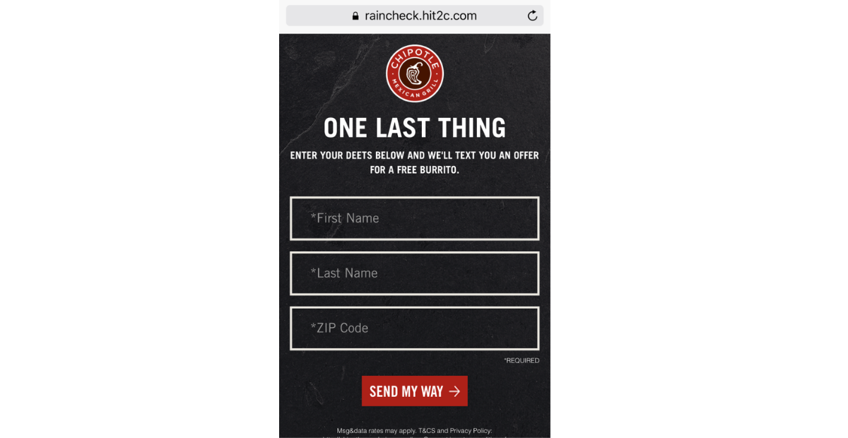 Chipotle | Opt-in landing page by Chipotle 