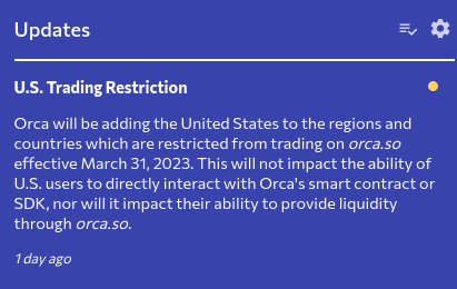 Notification concernant le blocage des utilisateurs US sur le site d'Orca.