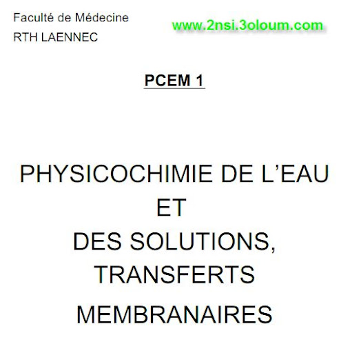 physicochimie de l'eau et des solutions transfert membranaire 1