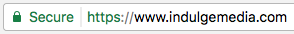Screenshot showing Indulge website as secure