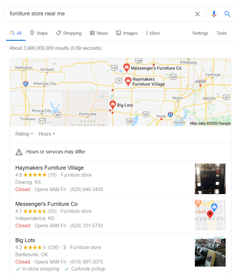 search results for furniture store