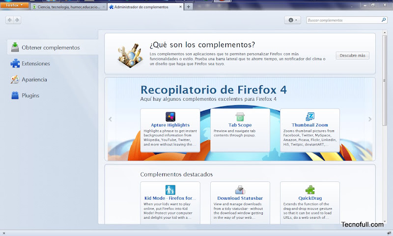 Complementos firefox 4 rc final