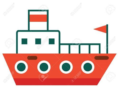 Vector Plano Aislado Barco De Pasajeros Con Bandera - Icono. Nave ...