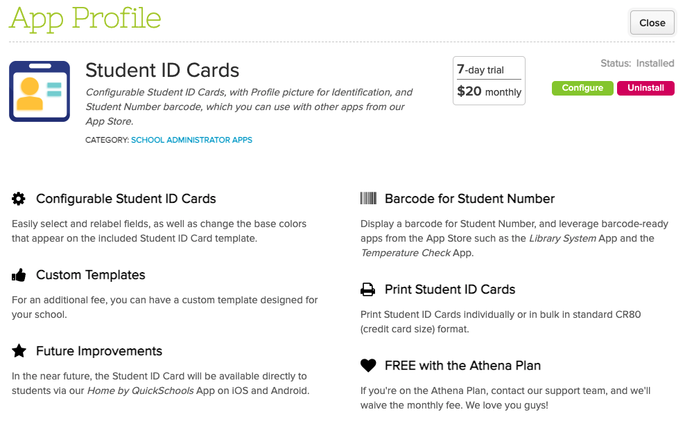 student id card app with quickschools
