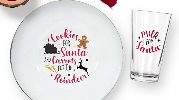 Cookies and Milk for Santa Plate and Cup with Cricut or Silhouette - YouTube