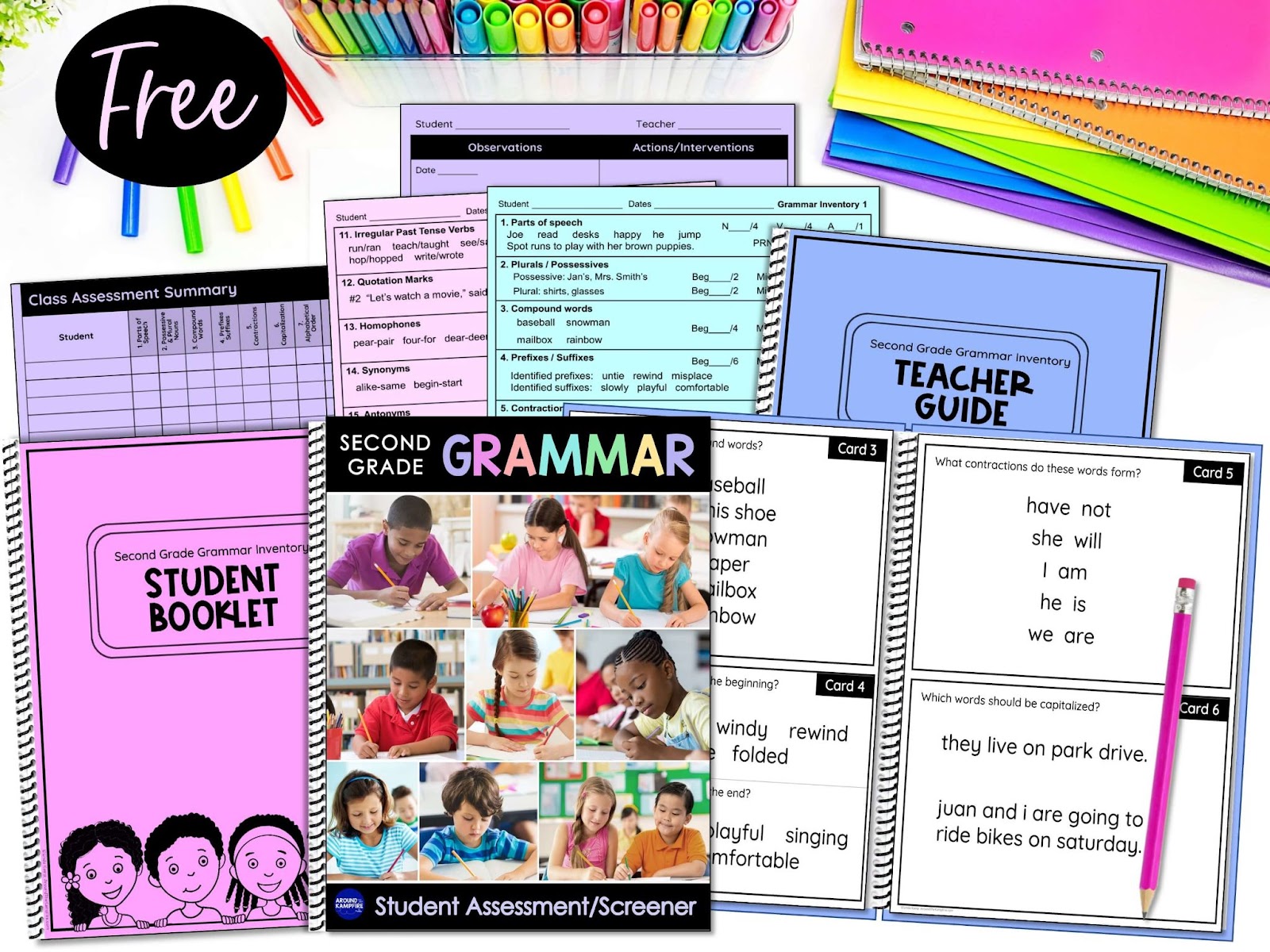 Free Second Grade Grammar Assessment Toolkit for Teachers - Around the