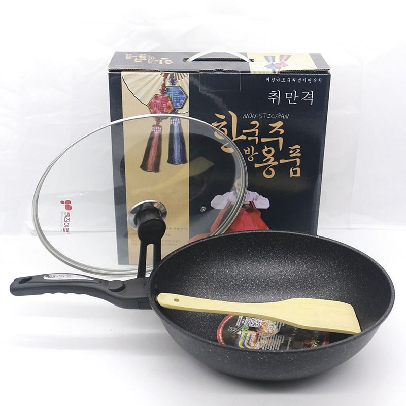 Chảo Đá Sâu Lòng 32cm Kèm Nắp Muỗng