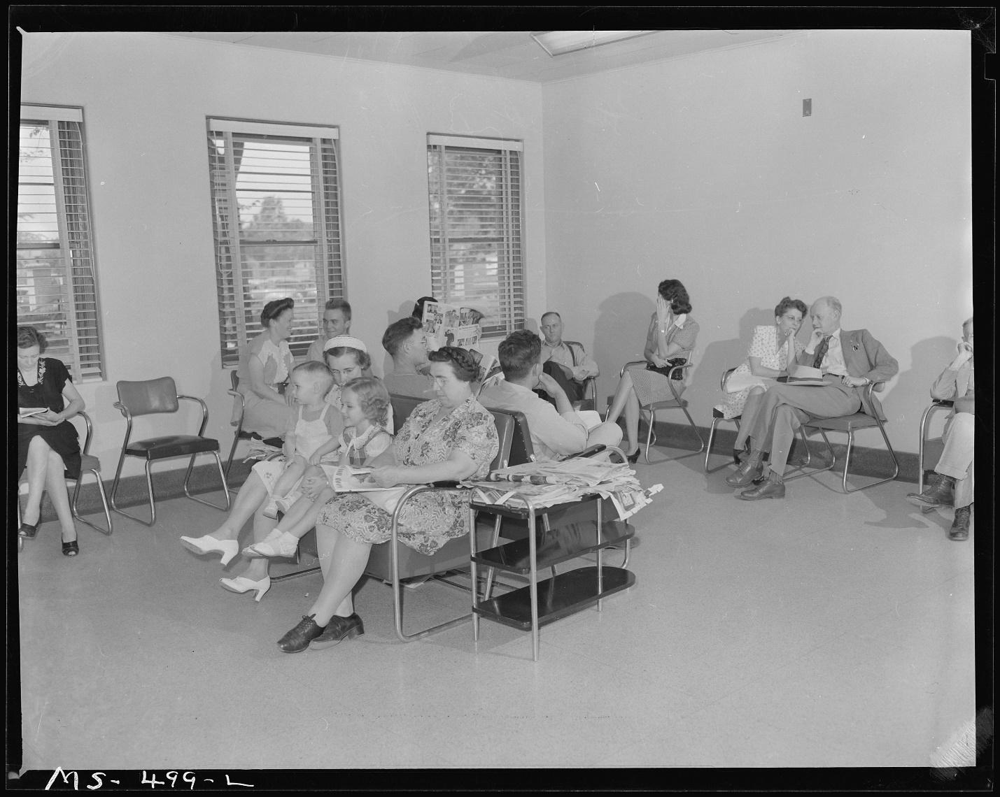 General <strong>waiting room</strong> in company owned hospital. Families of miners as ...