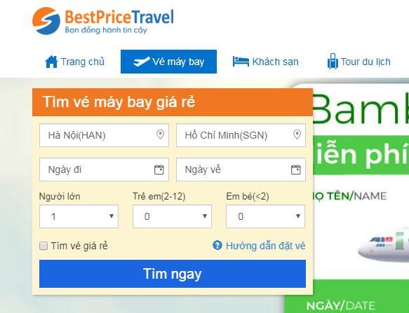 Đặt vé máy bay Bamboo Airways trên website của BestPrice