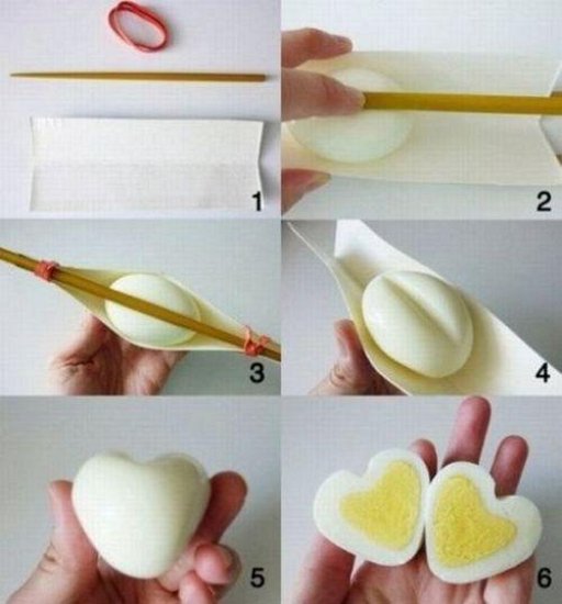 ハートのゆで卵の作り方(How to make a heart shaped egg)