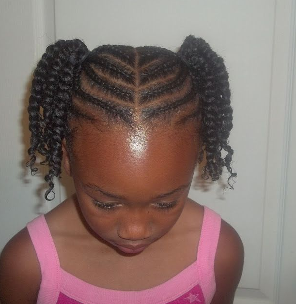Traditional ponytails braids of kids
