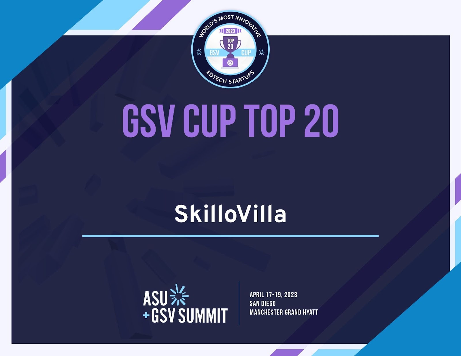 SkilloVilla in top 20 of world largest EdTech competition, GSV Cup 2023